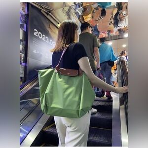 Longchamp‎ Le Pilate Nylon Shoulder Bag green large size
